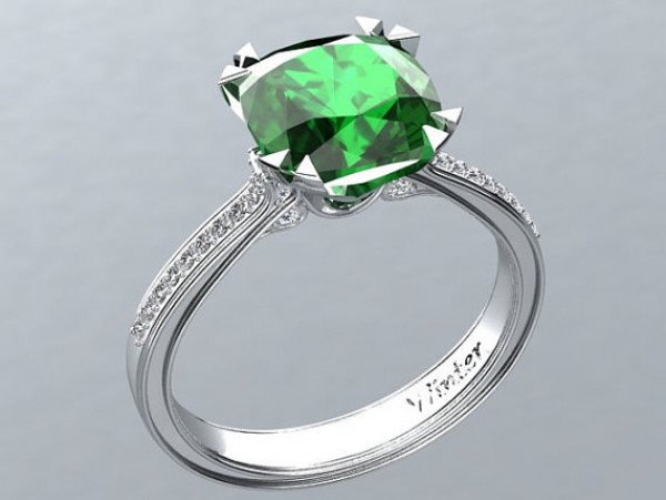 Victorian inspired 14k Black gold Green Diamond Engagement Diamond Ring