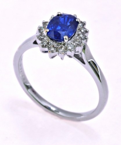 Blue Sapphire Gemstone Ring With Diamond Crafted in 18k Gold