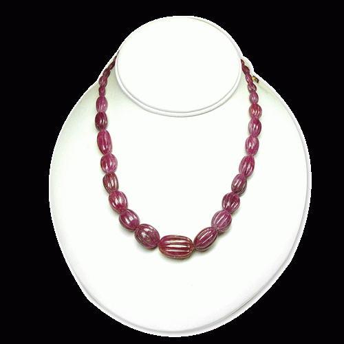 Carved Ruby Beads Necklace
