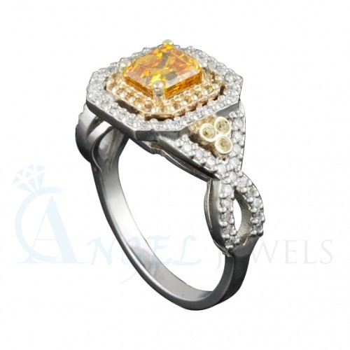 CZ Yellow Sapphires Prong Ring