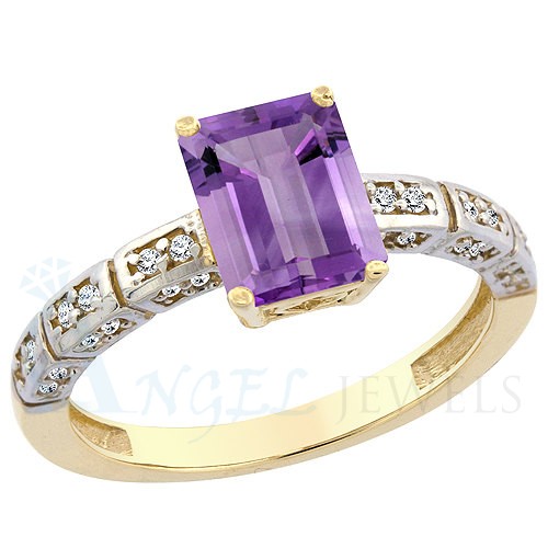 Natural Amethyst & Diamond Cut Ring