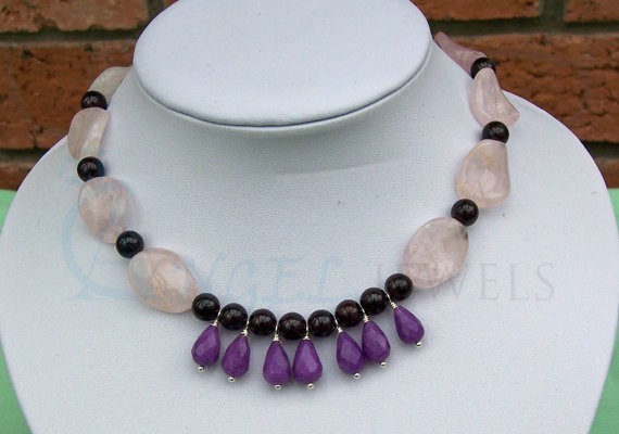 elegant rose quartz beaded necklace