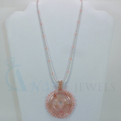 elegant rose quartz beaded necklace