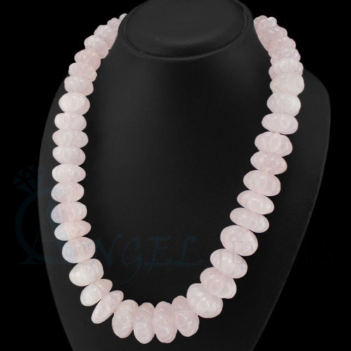 elegant rose quartz beaded necklace