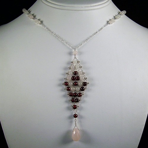 rose quartz beaded necklace