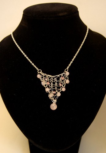 rose quartz beaded necklace