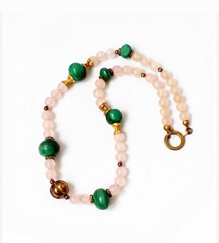 rose quartz beaded necklace