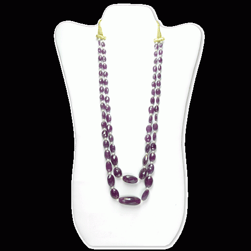 Ruby Faceted Beads Necklace