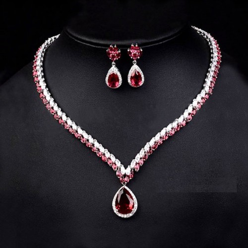 ruby jewellery set Angel Jewels