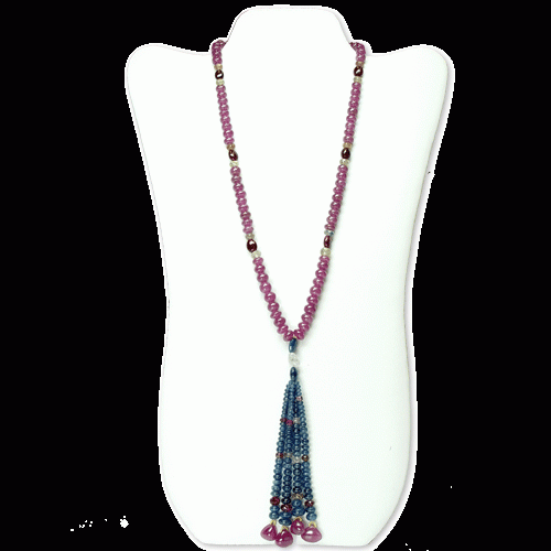 Ruby Sapphire Beads Necklace