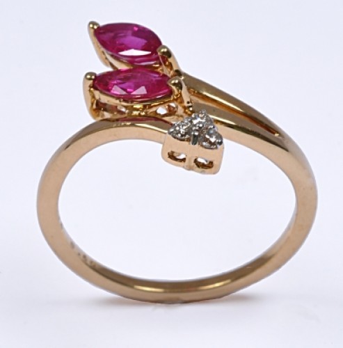Ruby Designer Diamond Curve Ring Crafted in 18k Gold